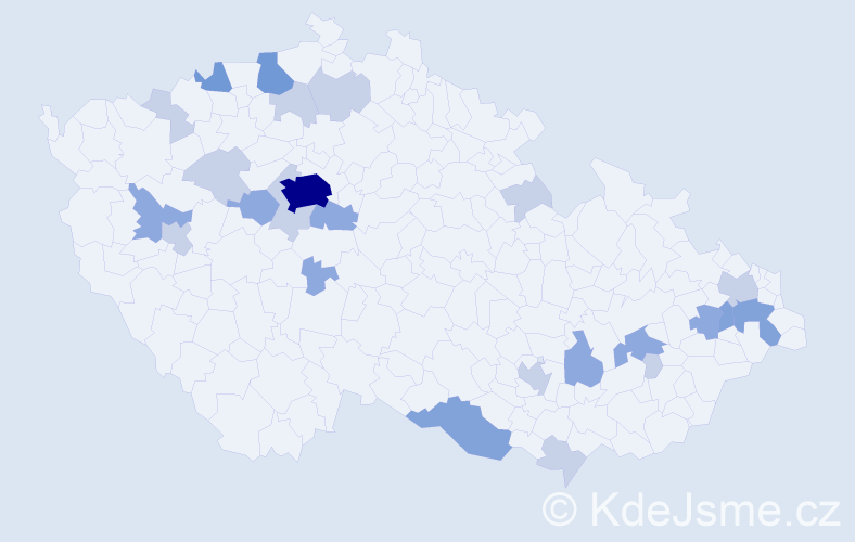 Příjmení: 'Pekar', počet výskytů 54 v celé ČR