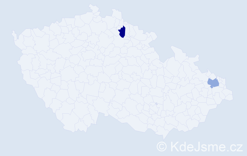 Příjmení: 'Prodzová', počet výskytů 5 v celé ČR
