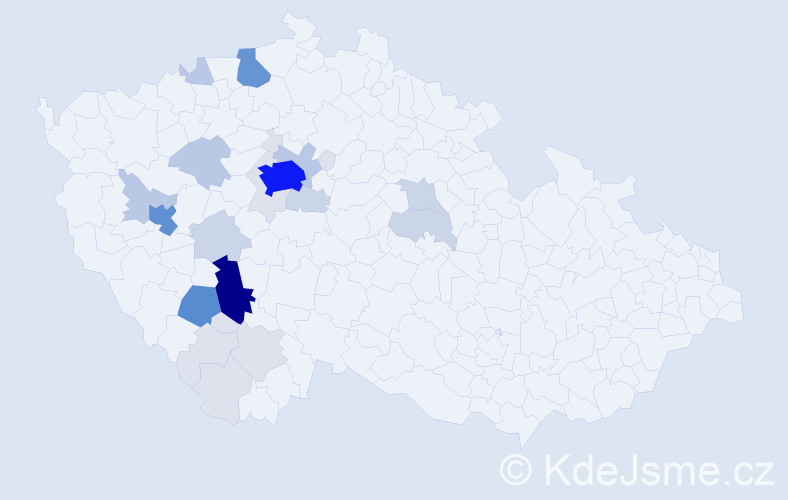 Příjmení: 'Kinkor', počet výskytů 107 v celé ČR