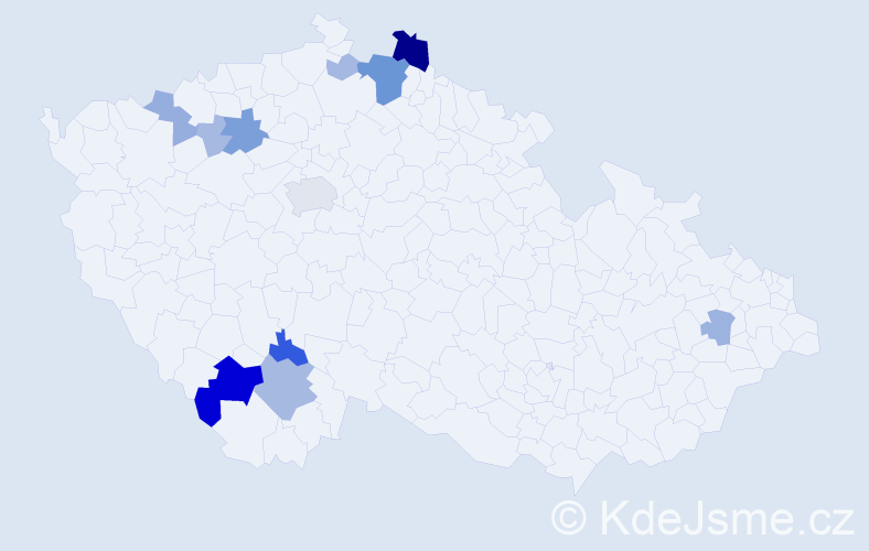 Příjmení: 'Rajnová', počet výskytů 42 v celé ČR