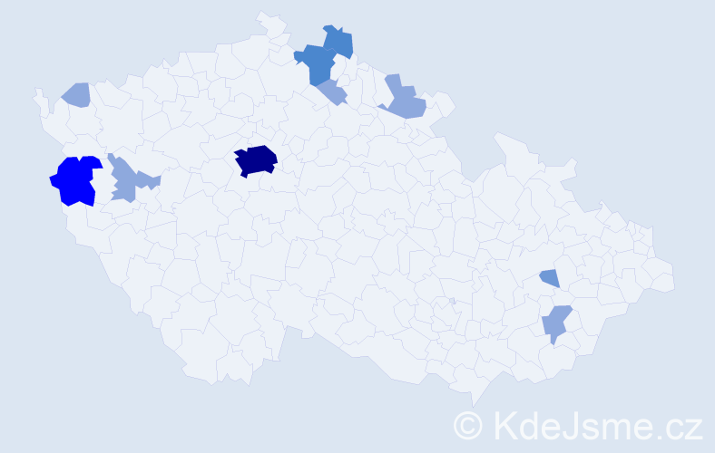 Příjmení: 'Zelenayová', počet výskytů 23 v celé ČR