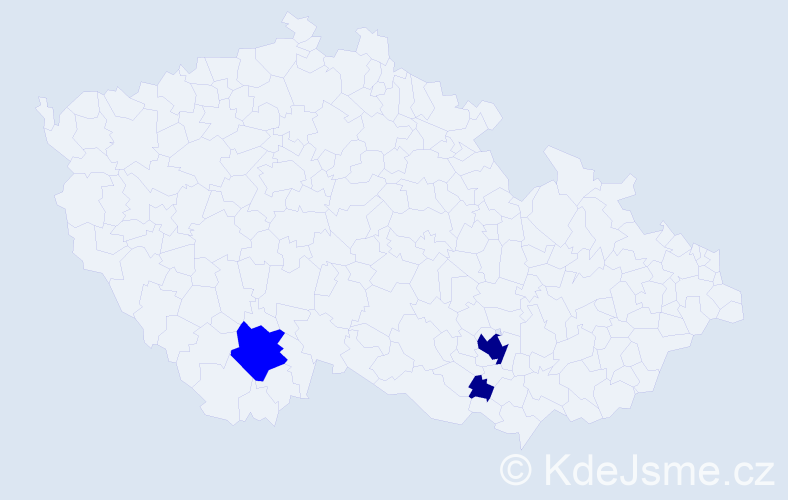 Příjmení: 'Uedlová', počet výskytů 5 v celé ČR