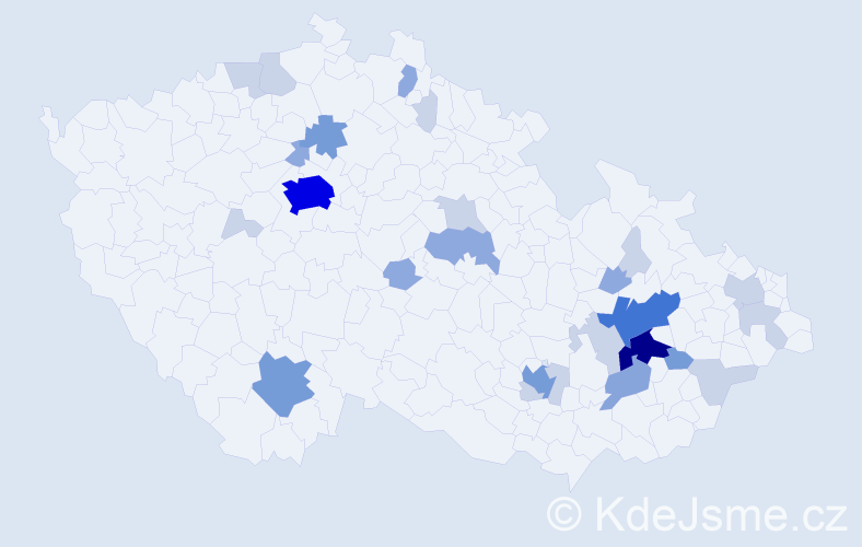 Příjmení: 'Ticháková', počet výskytů 71 v celé ČR