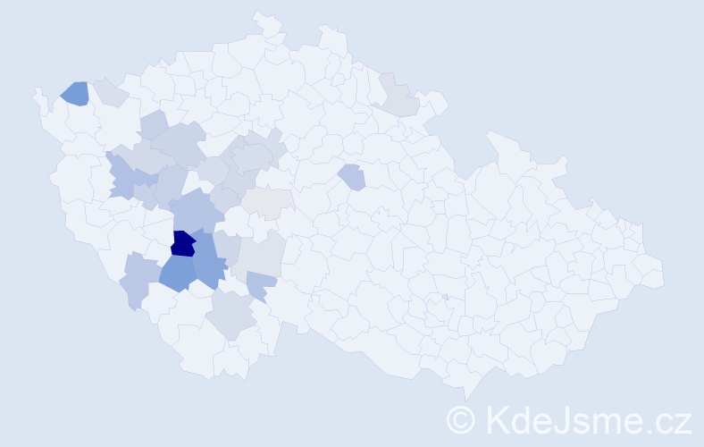 Příjmení: 'Kuděj', počet výskytů 110 v celé ČR