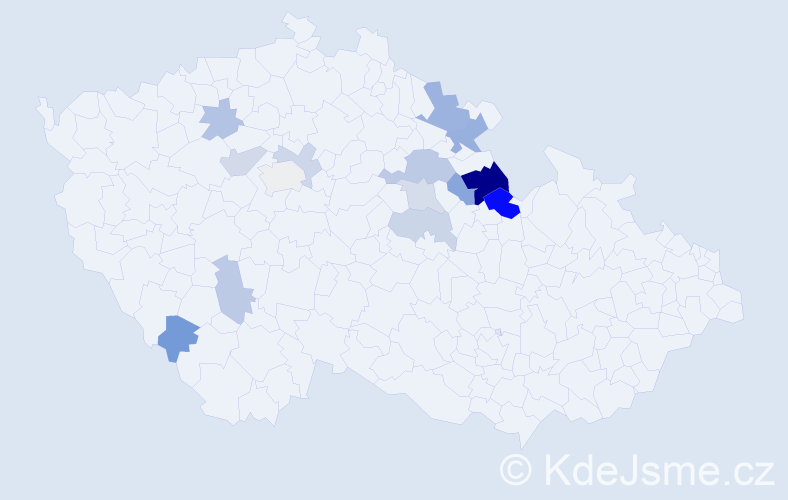 Příjmení: 'Matyk', počet výskytů 25 v celé ČR
