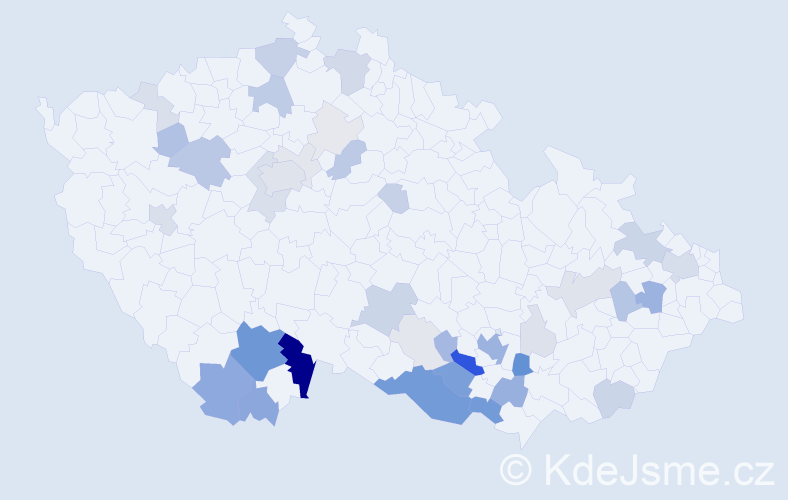Příjmení: 'Padrta', počet výskytů 147 v celé ČR