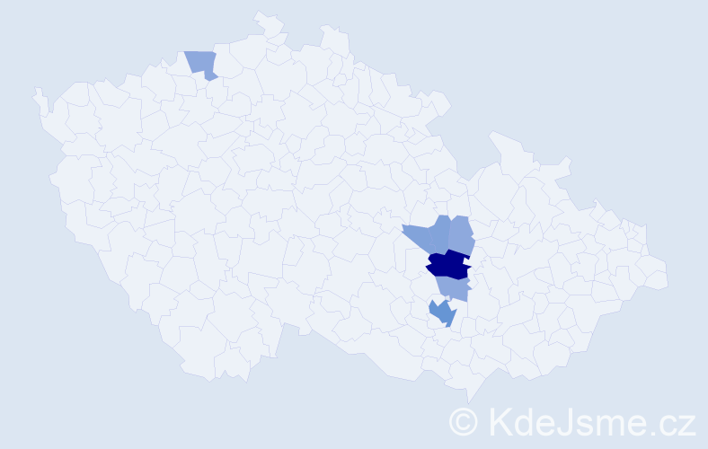 Příjmení: 'Krejstová', počet výskytů 18 v celé ČR