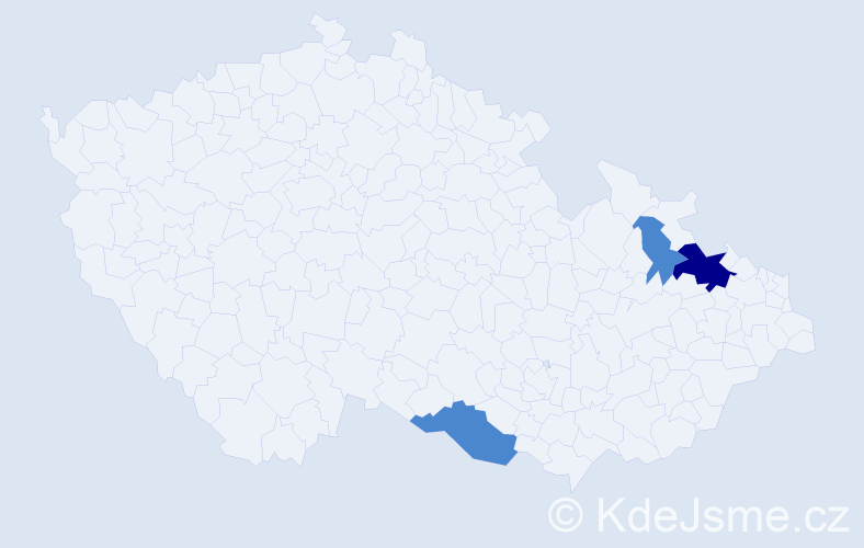 Příjmení: 'Mesrlová', počet výskytů 5 v celé ČR