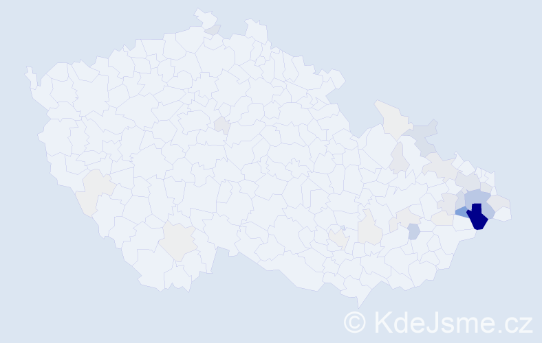 Příjmení: 'Běčák', počet výskytů 164 v celé ČR