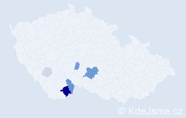 Příjmení: 'Karba', počet výskytů 20 v celé ČR