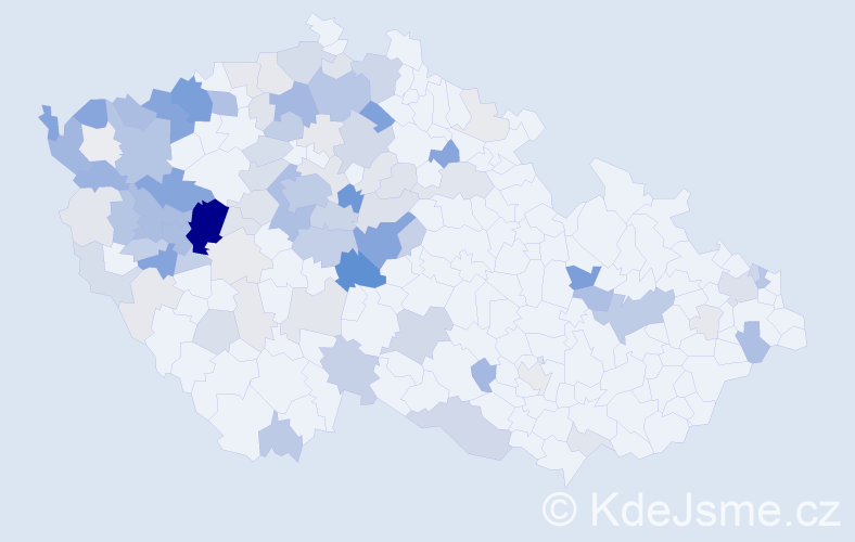 Příjmení: 'Pěnkava', počet výskytů 413 v celé ČR