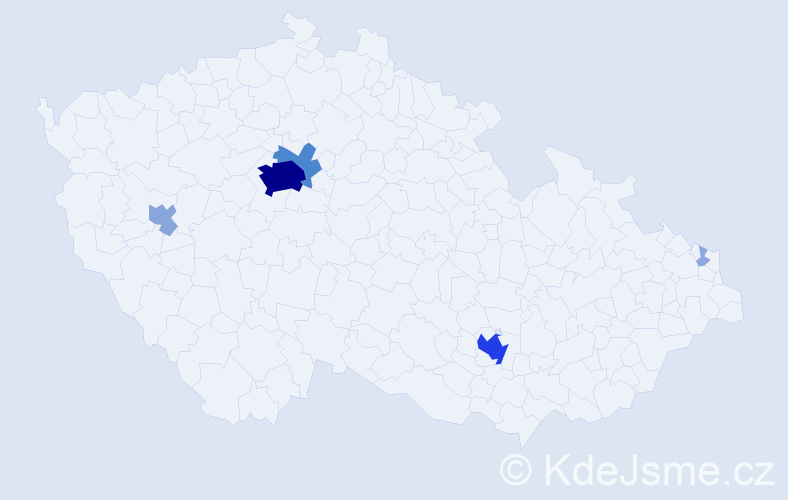 Příjmení: 'Levi', počet výskytů 22 v celé ČR
