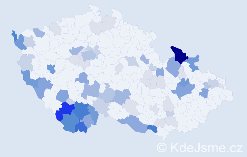 Příjmení: 'Mondek', počet výskytů 266 v celé ČR