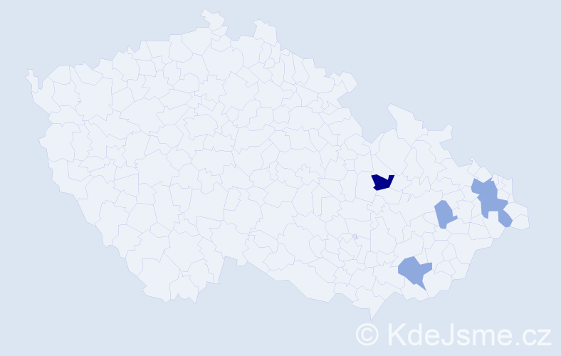 Příjmení: 'Byvanová', počet výskytů 10 v celé ČR
