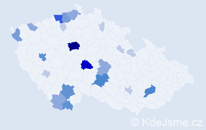 Příjmení: 'Zrna', počet výskytů 69 v celé ČR
