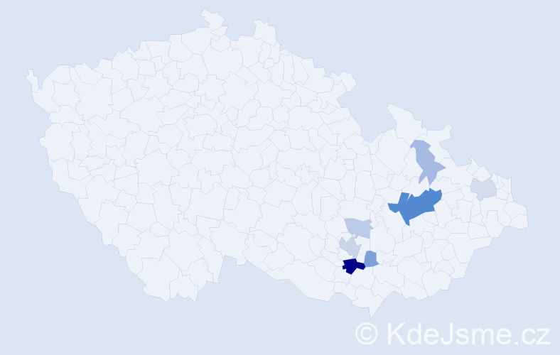 Příjmení: 'Cekl', počet výskytů 22 v celé ČR