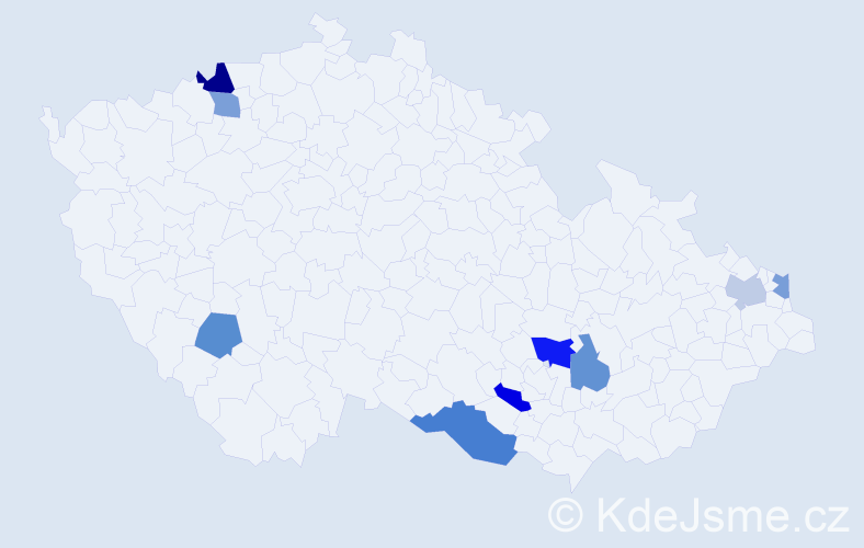 Příjmení: 'Nikola', počet výskytů 12 v celé ČR