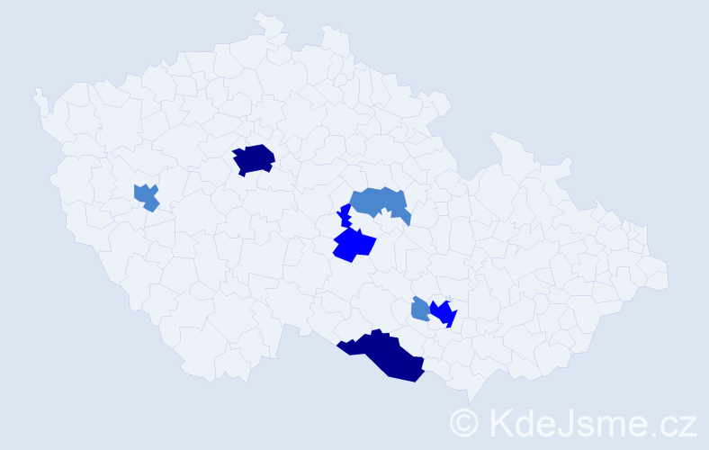 Příjmení: 'Brdičko', počet výskytů 13 v celé ČR