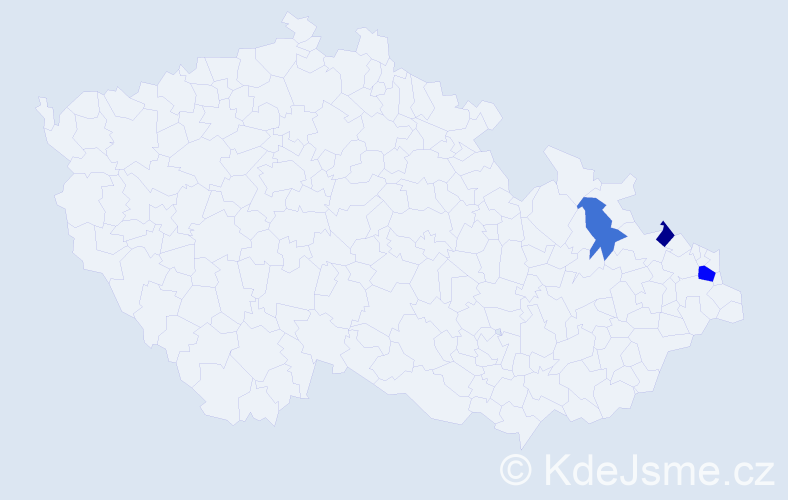 Příjmení: 'Vanot', počet výskytů 5 v celé ČR