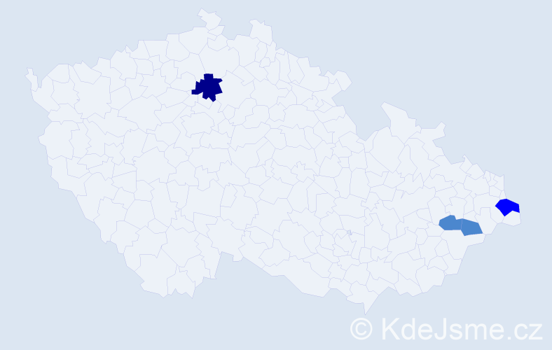 Příjmení: 'Prasličáková', počet výskytů 7 v celé ČR