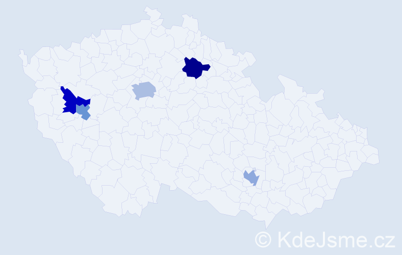 Příjmení: 'Pirvu', počet výskytů 6 v celé ČR