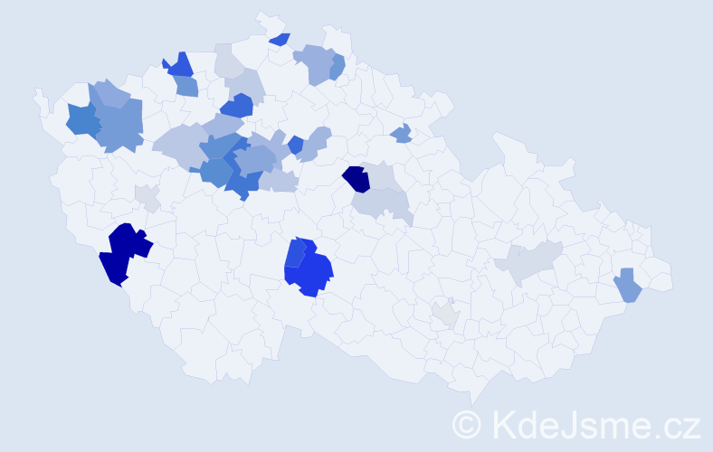 Příjmení: 'Pachman', počet výskytů 107 v celé ČR