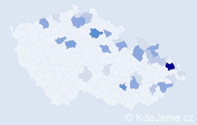 Příjmení: 'Dědicová', počet výskytů 91 v celé ČR