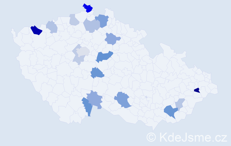 Příjmení: 'Jírovská', počet výskytů 31 v celé ČR