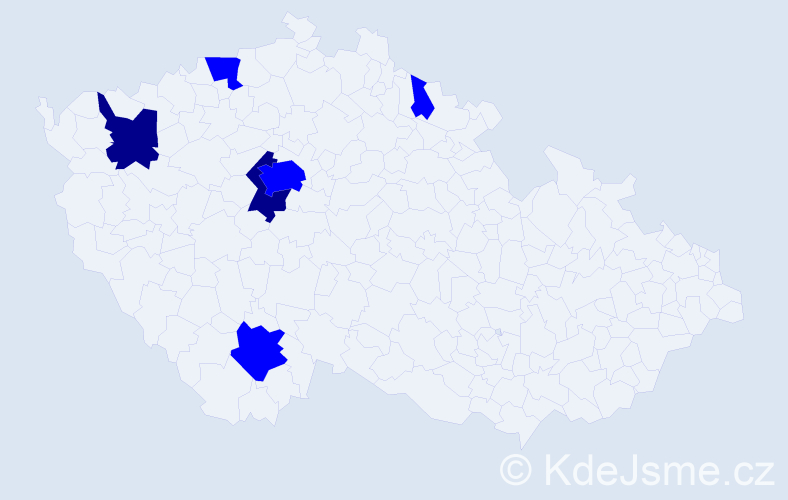Příjmení: 'Koczka', počet výskytů 8 v celé ČR