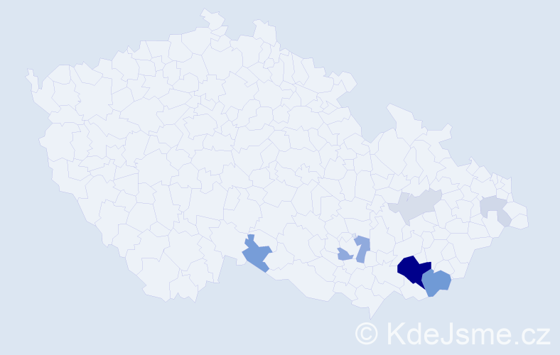 Příjmení: 'Turčinek', počet výskytů 21 v celé ČR
