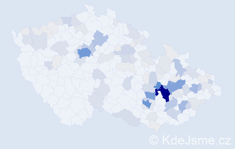 Příjmení: 'Burget', počet výskytů 390 v celé ČR