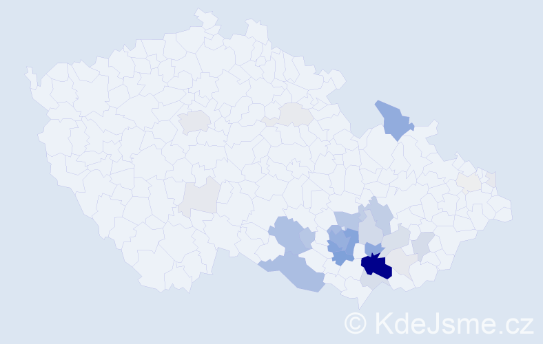Příjmení: 'Jetelinová', počet výskytů 132 v celé ČR