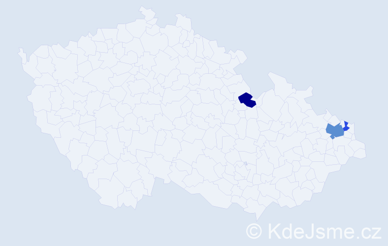 Příjmení: 'Mlkvíková', počet výskytů 5 v celé ČR
