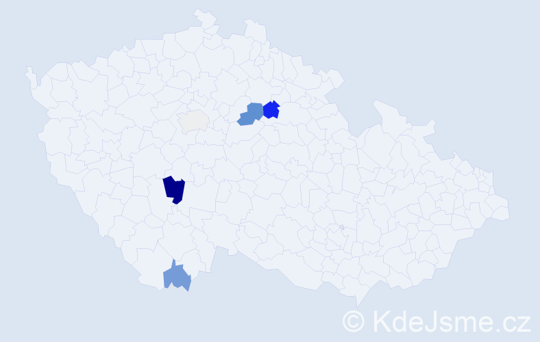 Příjmení: 'Jank', počet výskytů 9 v celé ČR