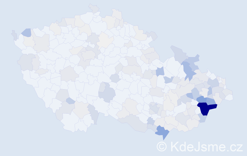 Příjmení: 'Šulák', počet výskytů 694 v celé ČR