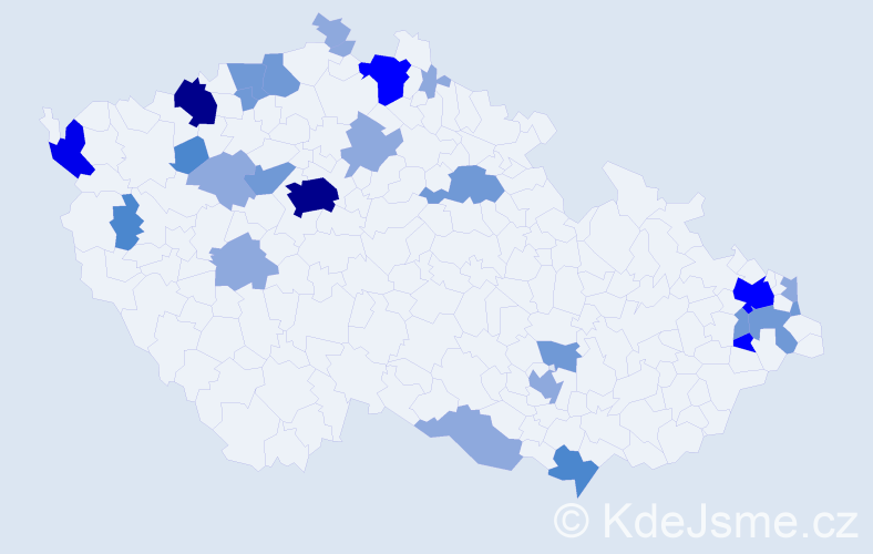 Příjmení: 'Hrivňák', počet výskytů 65 v celé ČR