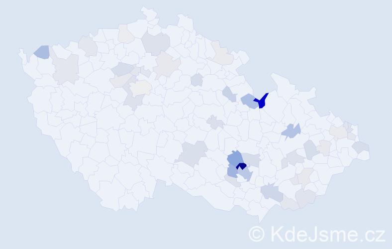 Příjmení: 'Pacek', počet výskytů 141 v celé ČR