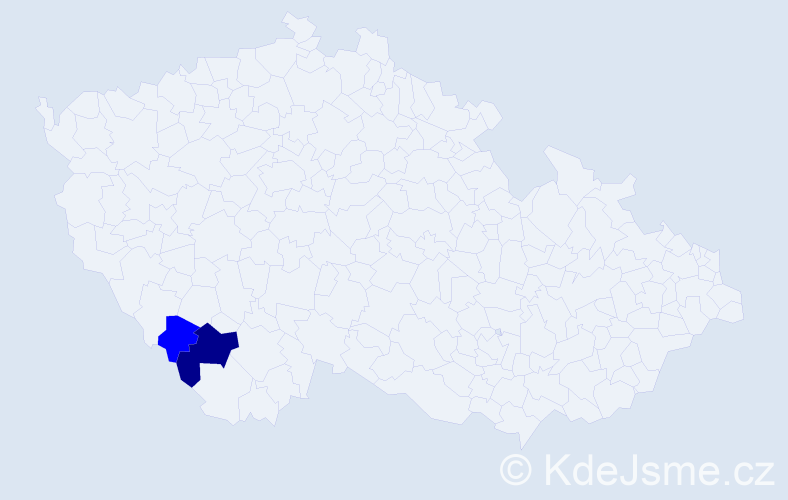 Příjmení: 'Mounová', počet výskytů 5 v celé ČR