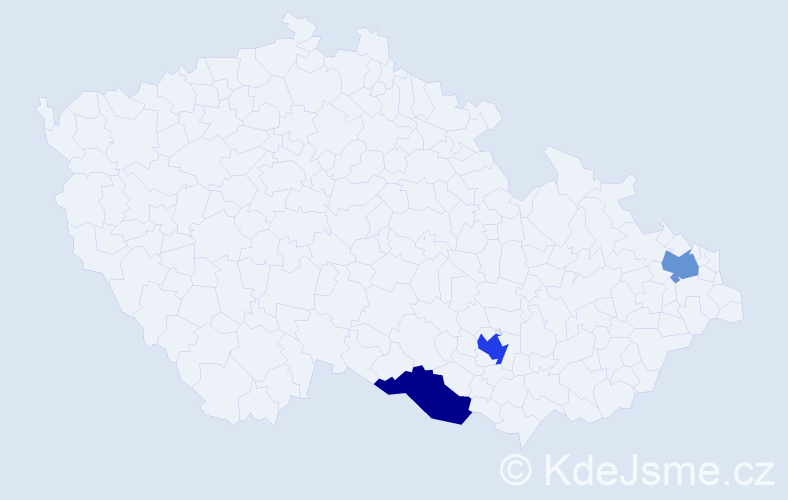 Příjmení: 'Lébartová', počet výskytů 4 v celé ČR