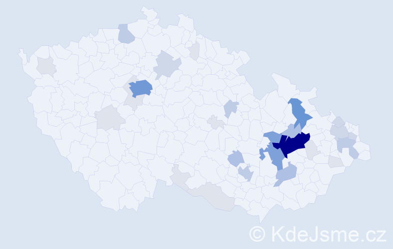 Příjmení: 'Vaca', počet výskytů 108 v celé ČR