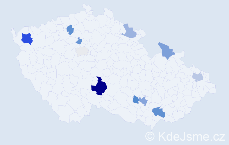 Příjmení: 'Bokor', počet výskytů 23 v celé ČR