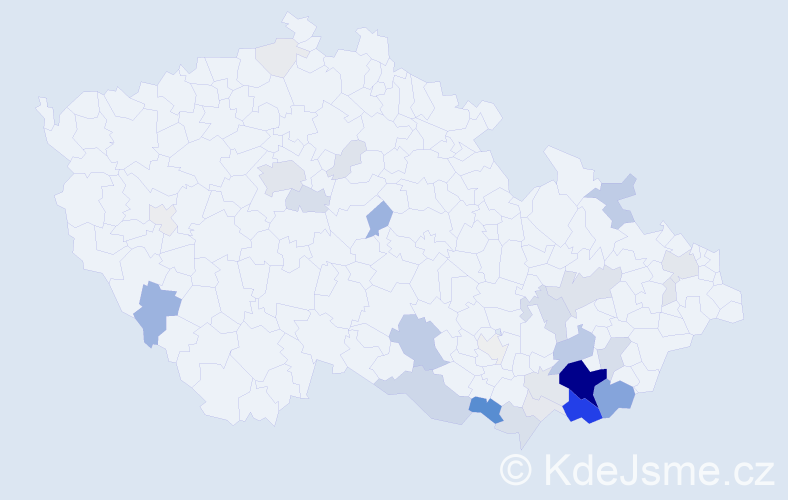 Příjmení: 'Bachan', počet výskytů 148 v celé ČR