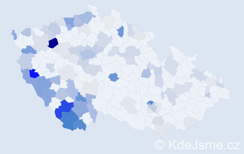 Příjmení: 'Hálek', počet výskytů 274 v celé ČR