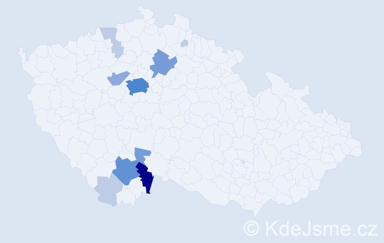 Příjmení: 'Mydlil', počet výskytů 31 v celé ČR