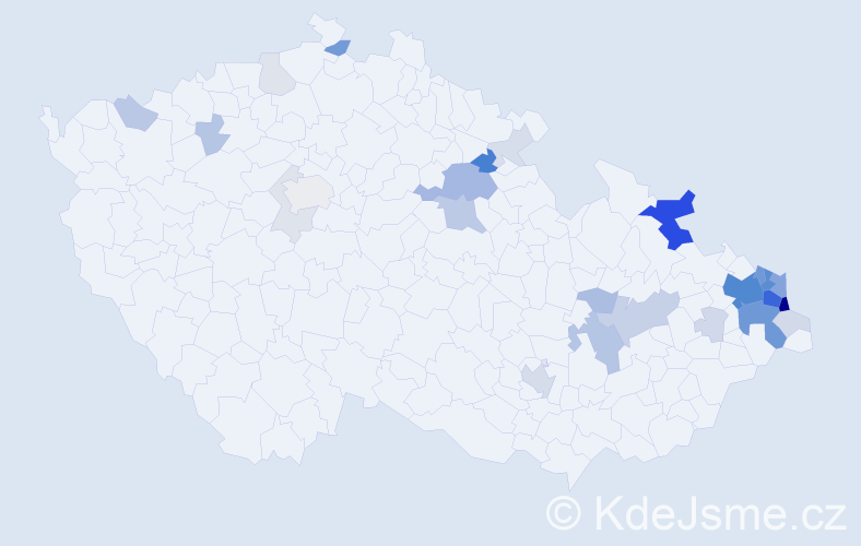 Příjmení: 'Ponča', počet výskytů 115 v celé ČR