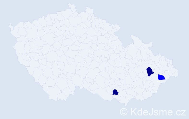Příjmení: 'Baštánová', počet výskytů 8 v celé ČR
