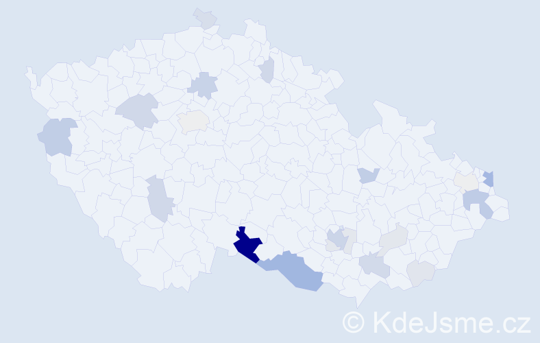 Příjmení: 'Kubek', počet výskytů 58 v celé ČR