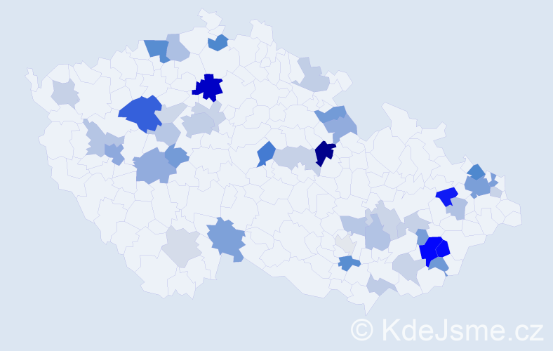 Příjmení: 'Bobáková', počet výskytů 98 v celé ČR