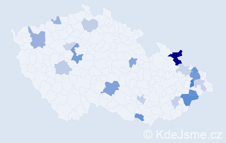 Příjmení: 'Kamenár', počet výskytů 47 v celé ČR