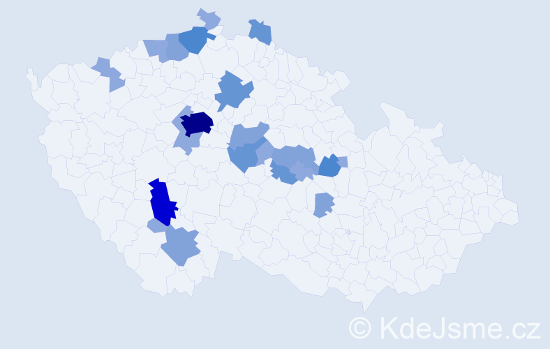 Příjmení: 'Klinkáčková', počet výskytů 53 v celé ČR
